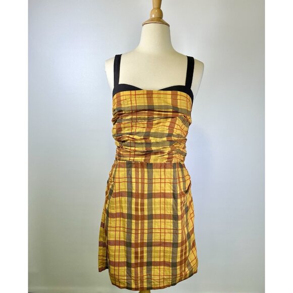 Anthropologie Let Me Be Forever That Girl Plaid Mini Dress Fall Medium NWT - Picture 4 of 12